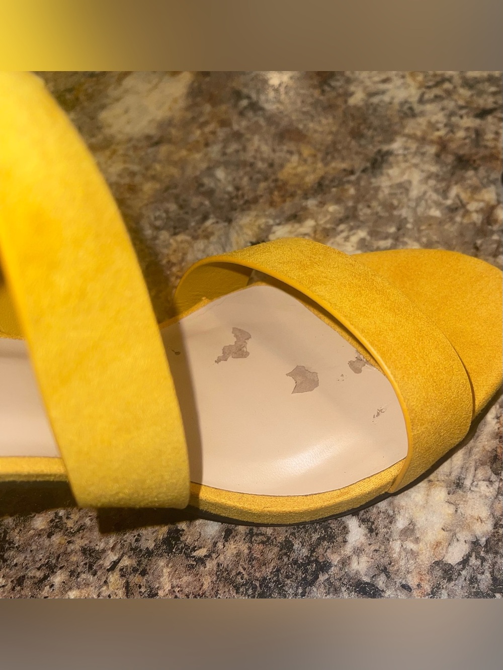 Delicious Yellow Strappy Block Heel Sandals - Picture 7 of 7